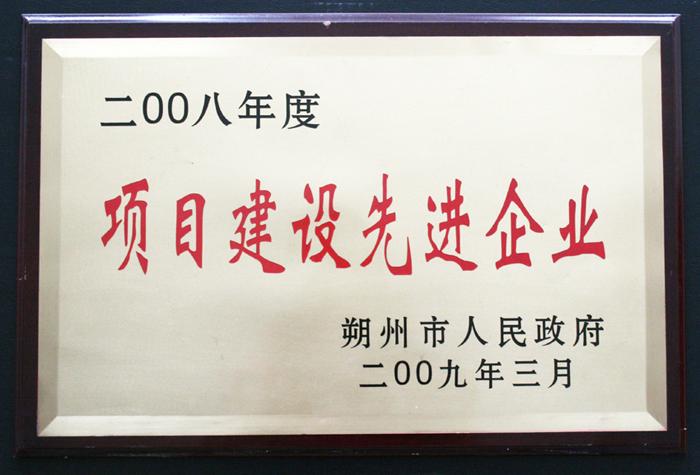 项目建设先进企业2008年